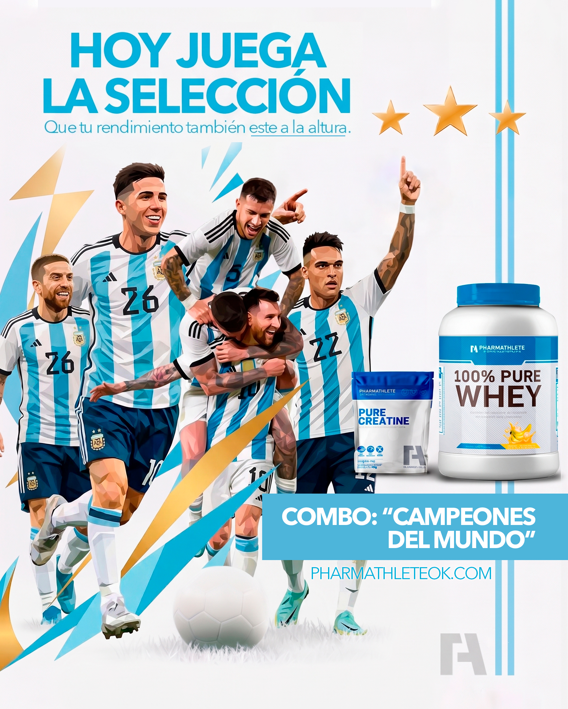 COMBO "CAMPEONES DEL MUNDO" Whey Protein + Creatina